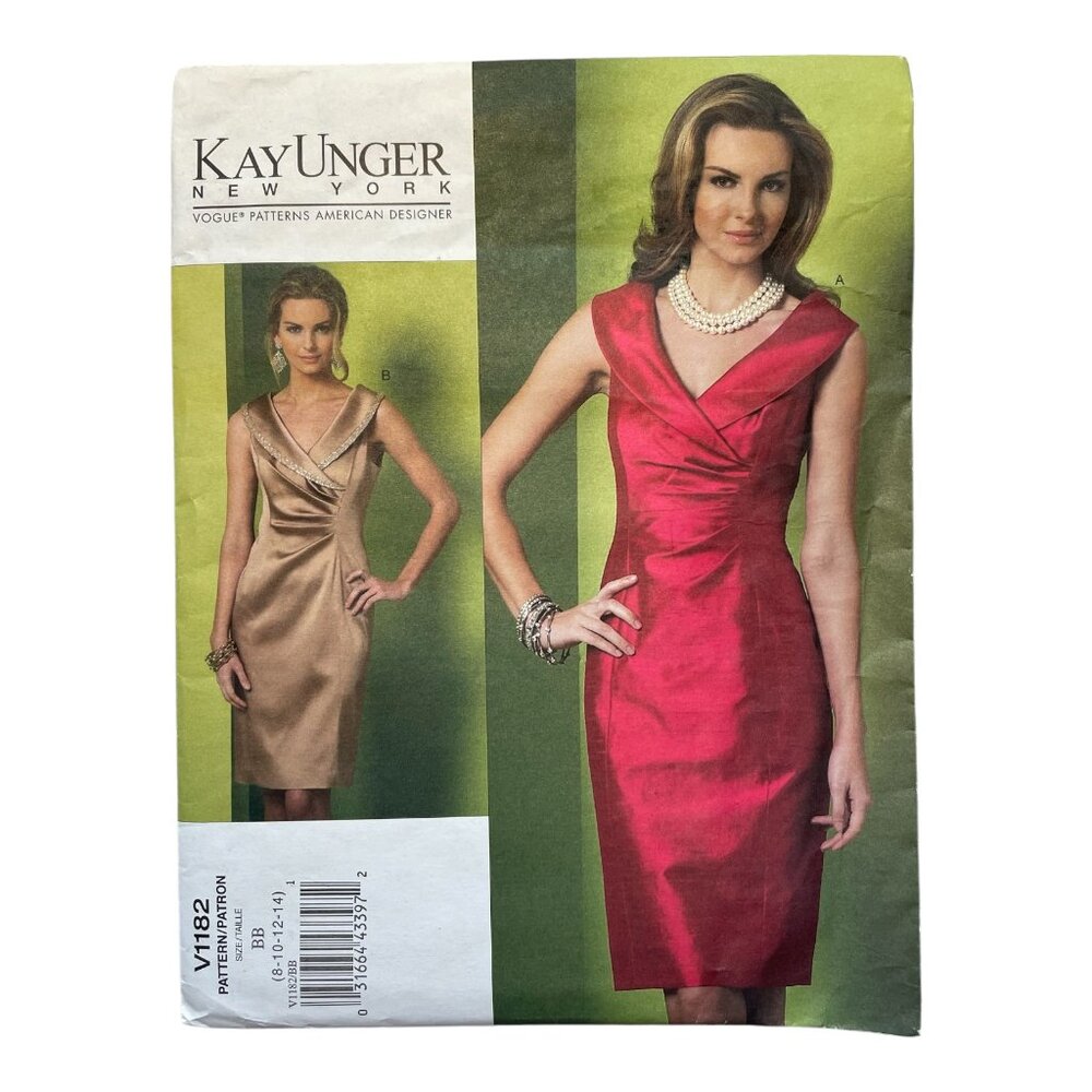 Vogue Sewing Pattern Wrap Style Dress V1182 Sz 8 10 12 14 FF Uncut 2010 NOS